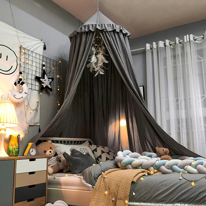 Pretty Pink Bedroom Canopy With Fringe
