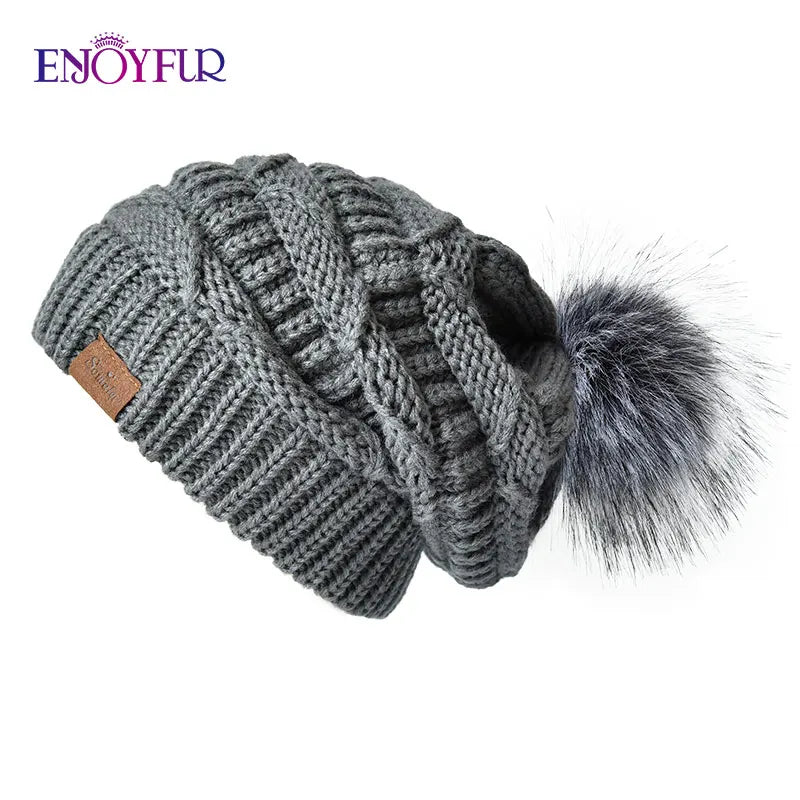Warm Plush Fur Winter Beanie Hat