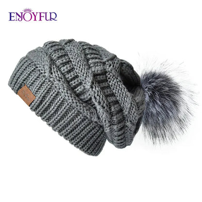 Warm Plush Fur Winter Beanie Hat