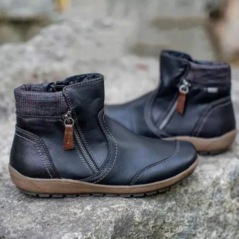 Ladies Low Heel Zip Boots