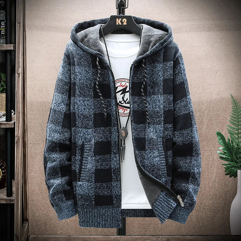 Cozy Mens Flannel Hooded Parka Jacket