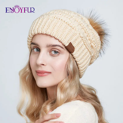 Warm Plush Fur Winter Beanie Hat