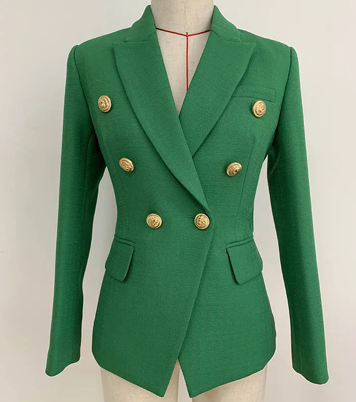 Classic Women's Pea Coat with Gold Buttons