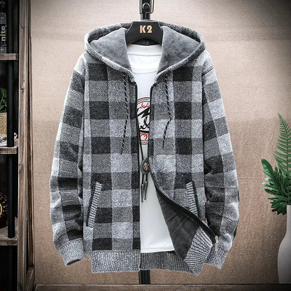 Cozy Mens Flannel Hooded Parka Jacket