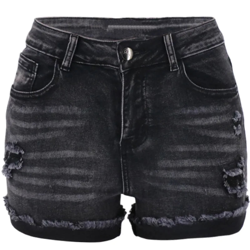 Classic Black High Waisted Women's Denim Shorts