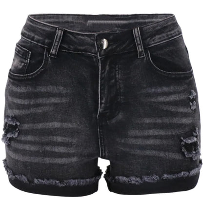 Classic Black High Waisted Women's Denim Shorts