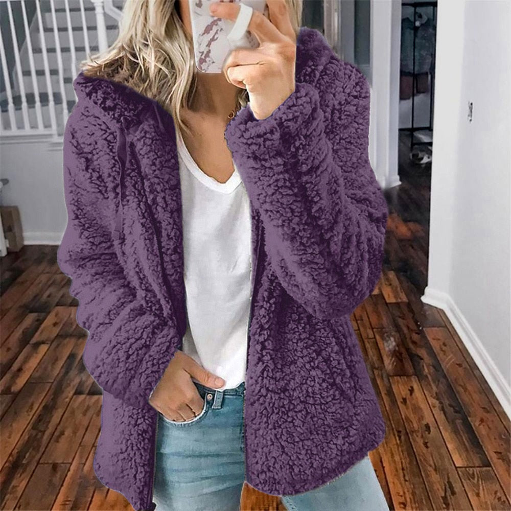 Cozy Fleece Hooded Jacket for Women