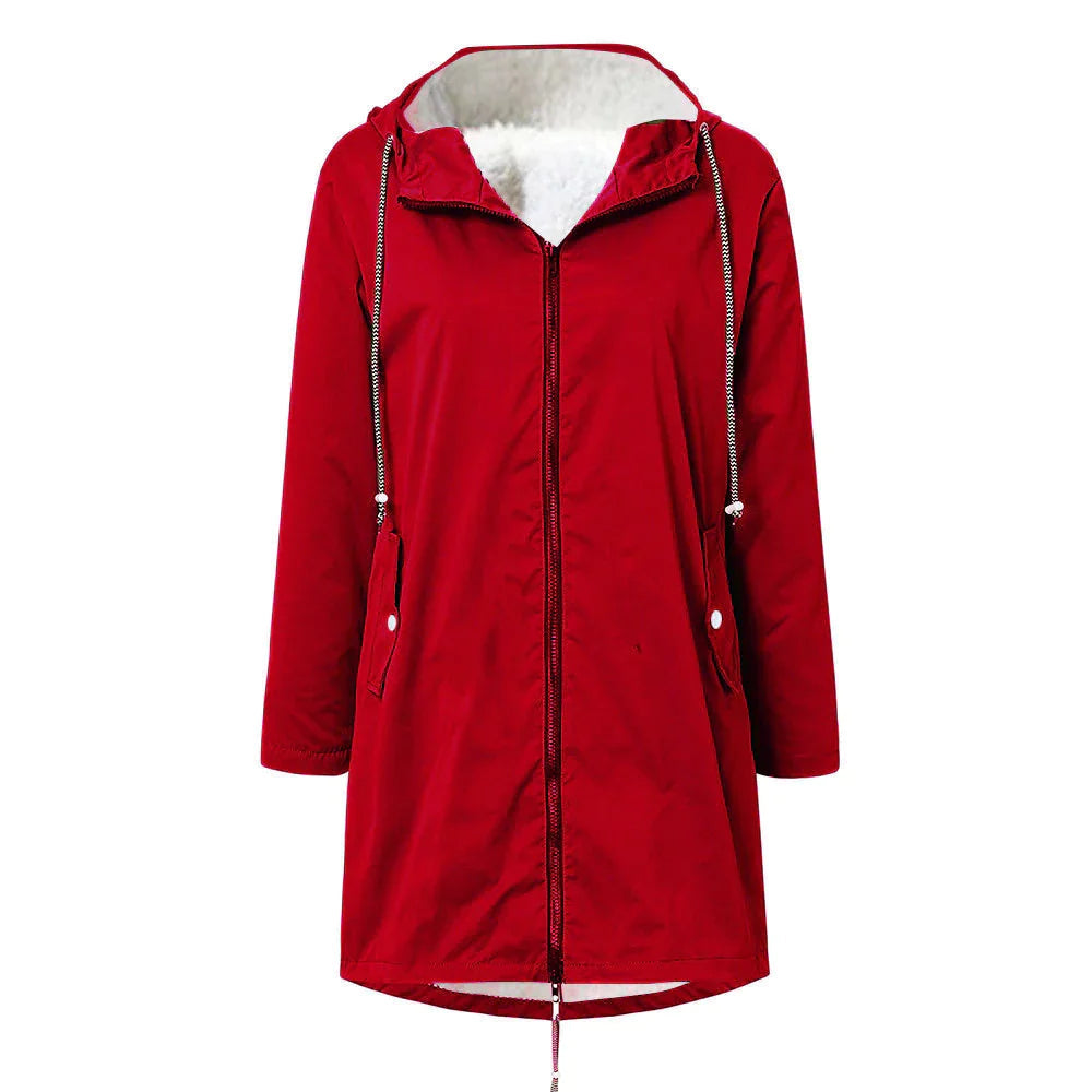 Warm Insulated Ladies Waterproof Coat With Hood