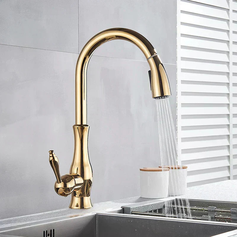 Premium Brushed Gold Kitchen Faucet With Pull Out Spray - OutfitLondon