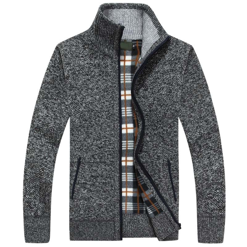 Cozy Mens Zip Up Crew Neck Sweater