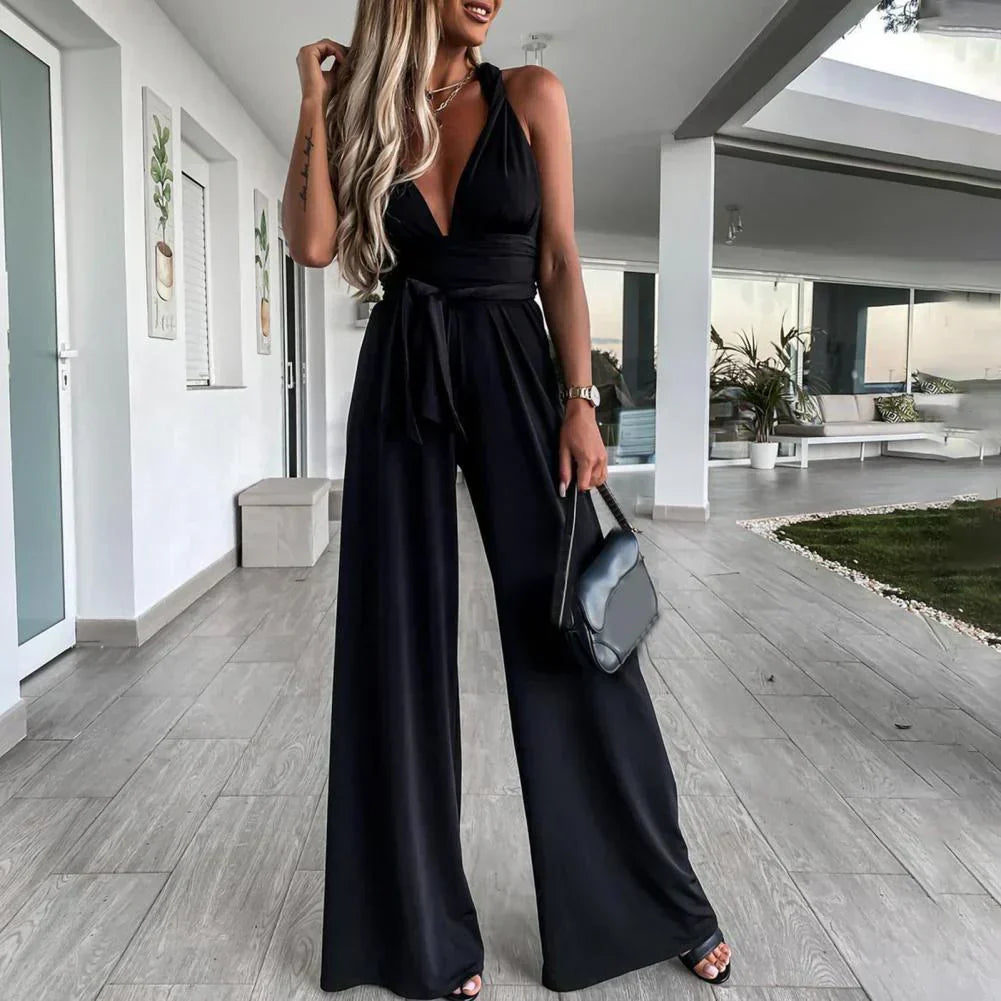 Elegant Strapless Loose Fit Jumpsuit for Ladies