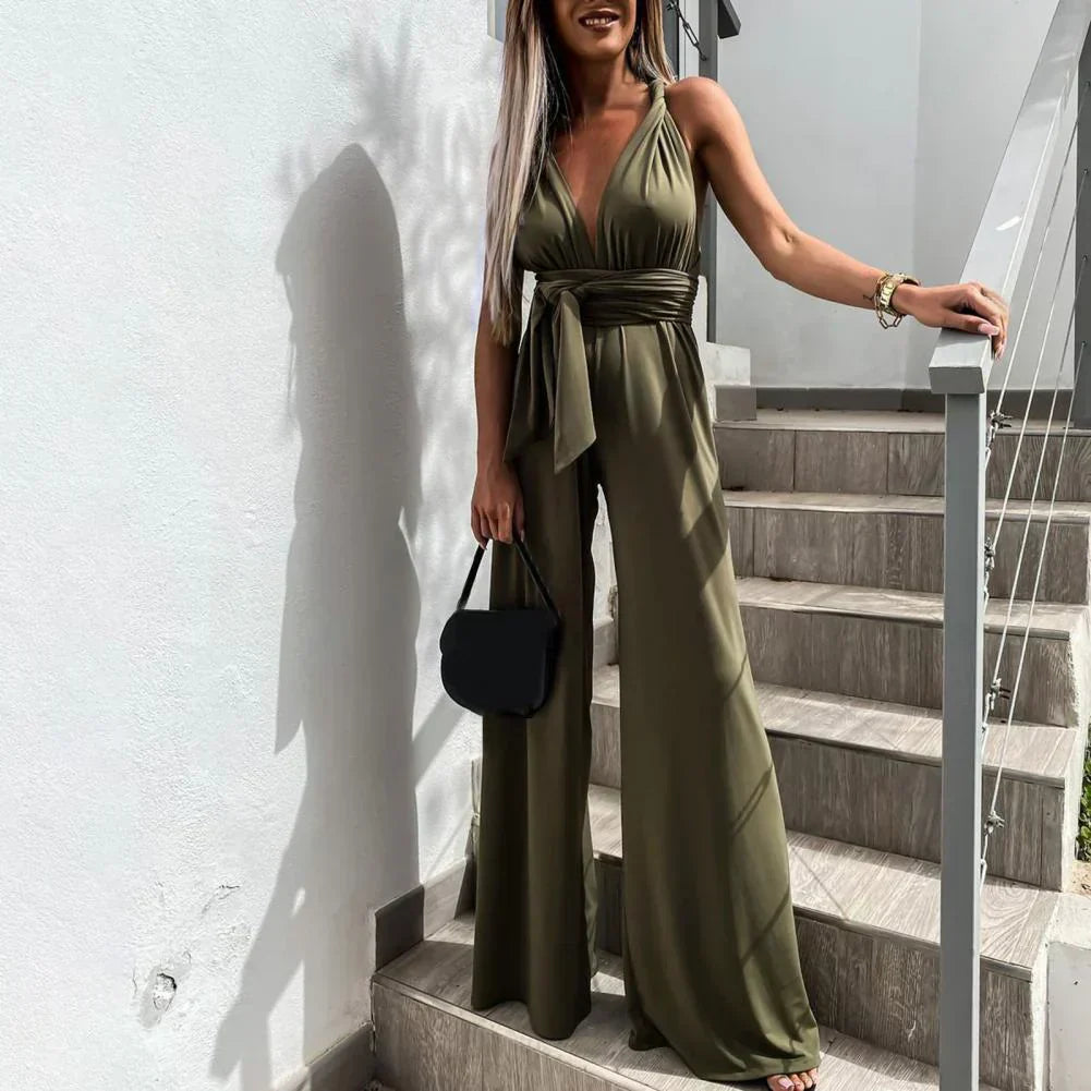 Elegant Strapless Loose Fit Jumpsuit for Ladies