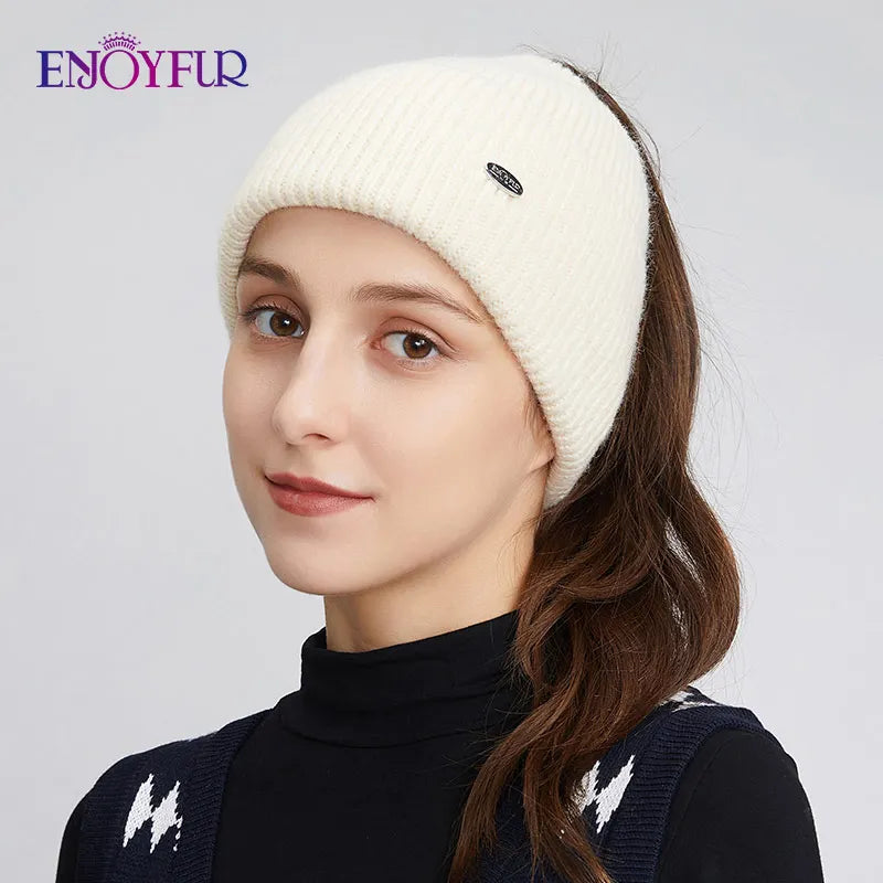 Cozy Oversized Knit Ponytail Beanie Hat