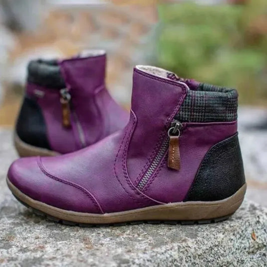 Ladies Low Heel Zip Boots - OutfitLondon