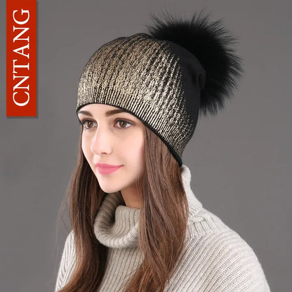 Cozy Beanie Hat with Soft Faux Fur Ball