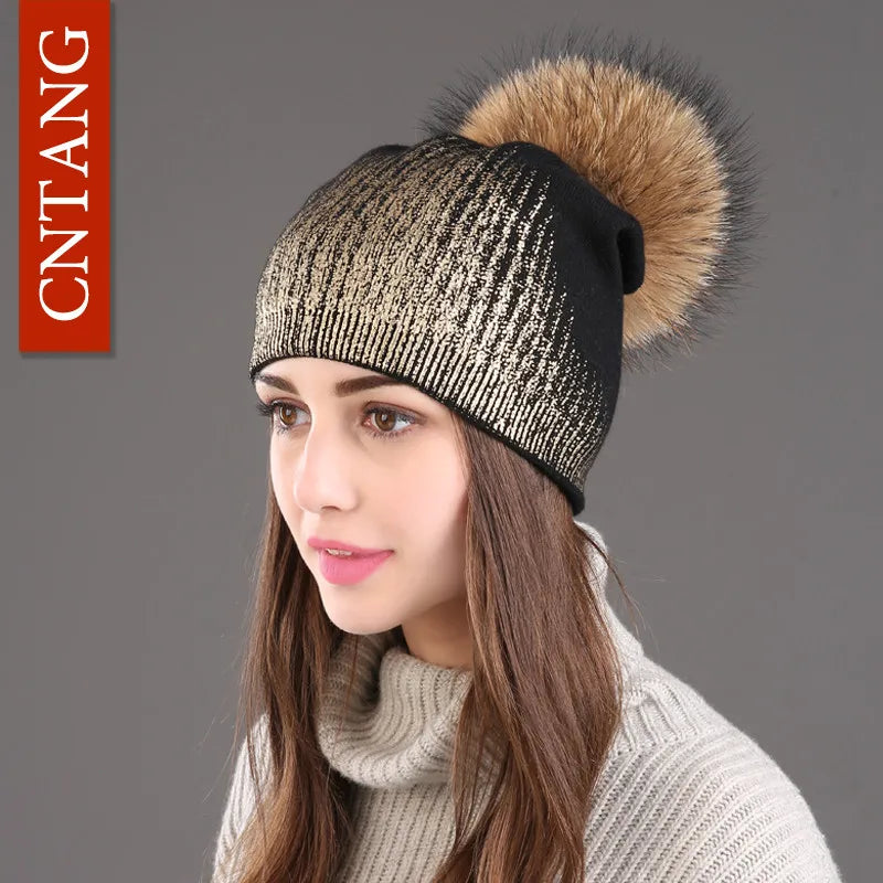 Cozy Beanie Hat with Soft Faux Fur Ball