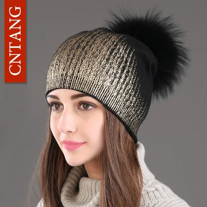 Cozy Beanie Hat with Soft Faux Fur Ball - OutfitLondon