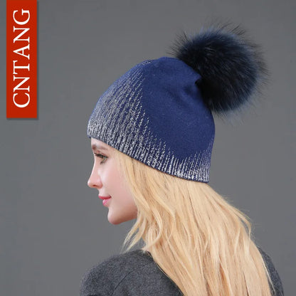 Cozy Beanie Hat with Soft Faux Fur Ball