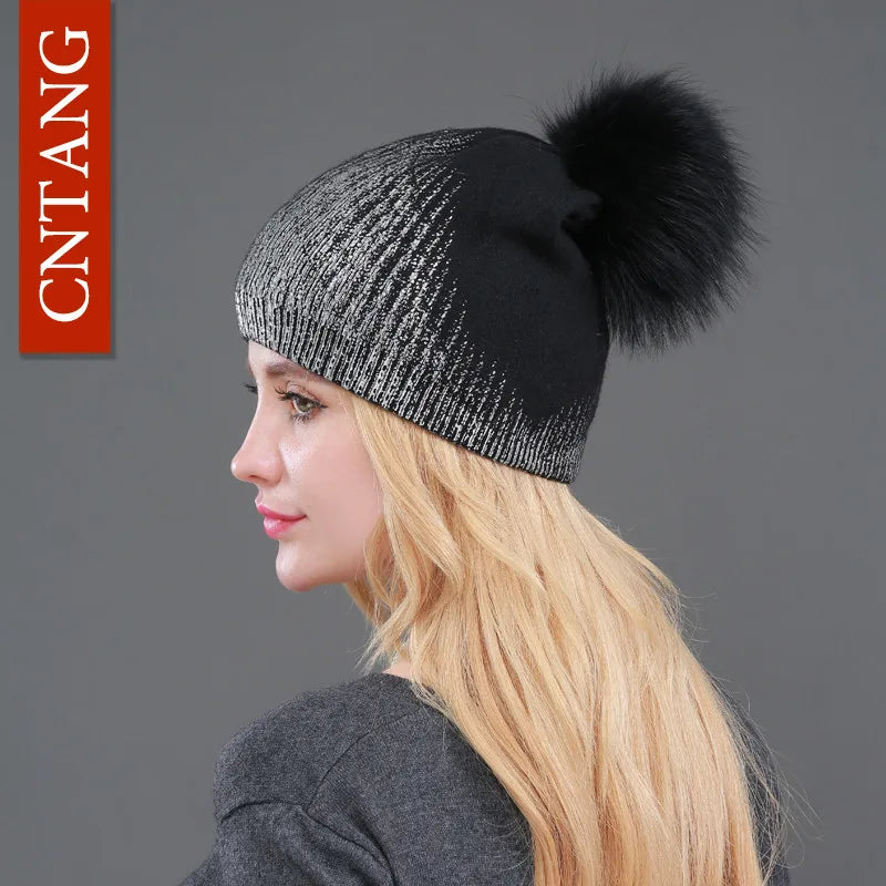 Cozy Beanie Hat with Soft Faux Fur Ball