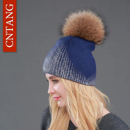 Cozy Beanie Hat with Soft Faux Fur Ball