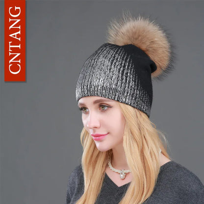 Cozy Beanie Hat with Soft Faux Fur Ball