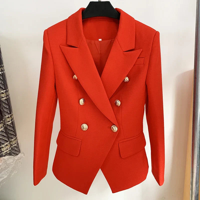 Classic Women's Pea Coat with Gold Buttons