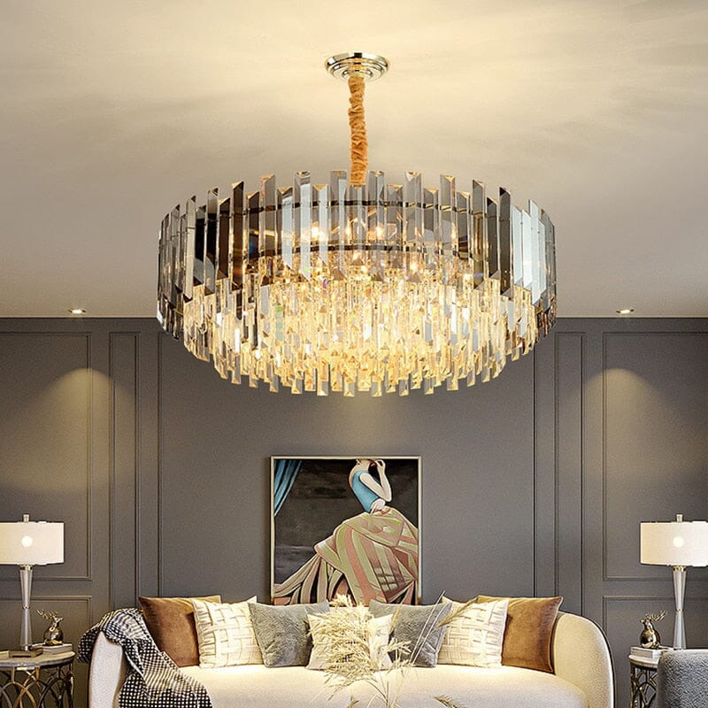 Round Glass LED Table Lamp With Metal Trim - OutfitLondon