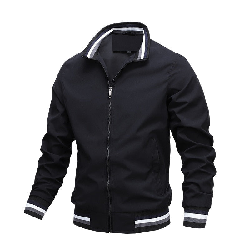 Regular Fit Mens Striped Bomber Jacket - OutfitLondon