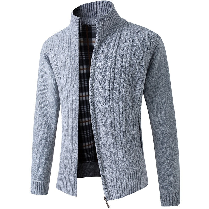 Cozy Mens Zip Up Crew Neck Sweater