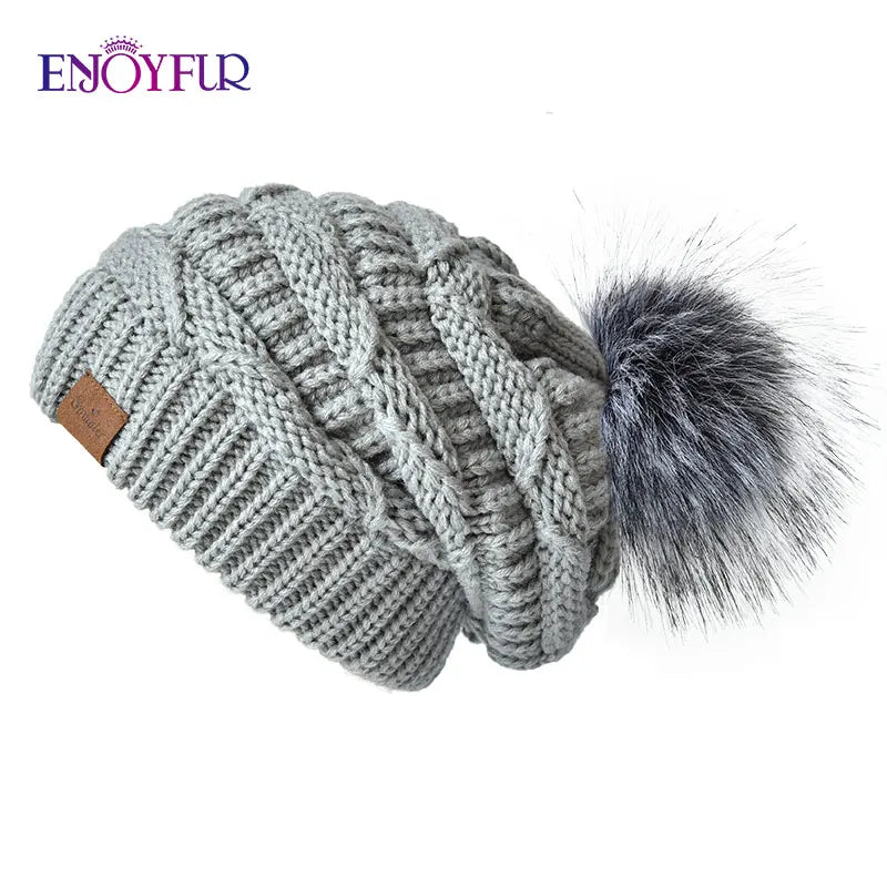 Warm Plush Fur Winter Beanie Hat