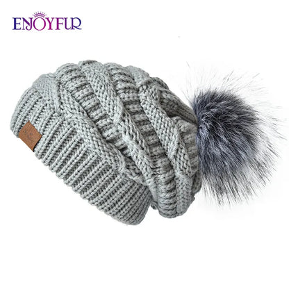 Warm Plush Fur Winter Beanie Hat