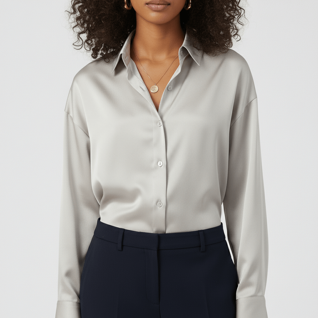 Classic Fit Women's Long Sleeve Button Front Top - OutfitLondon