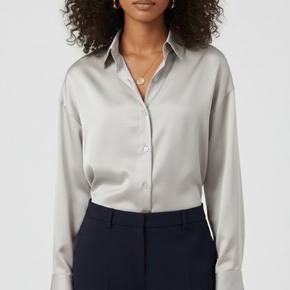 Classic Fit Women's Long Sleeve Button Front Top - OutfitLondon