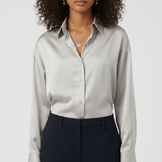 Classic Fit Women's Long Sleeve Button Front Top - OutfitLondon