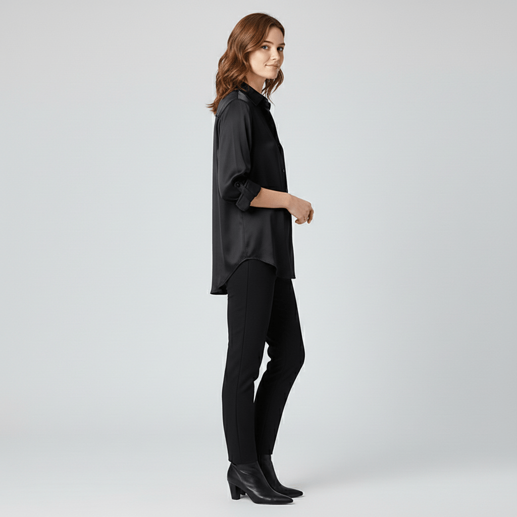 Classic Fit Women's Long Sleeve Button Front Top
