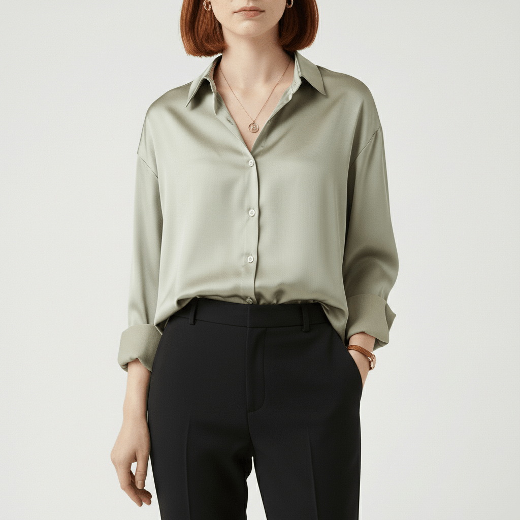 Classic Fit Women's Long Sleeve Button Front Top