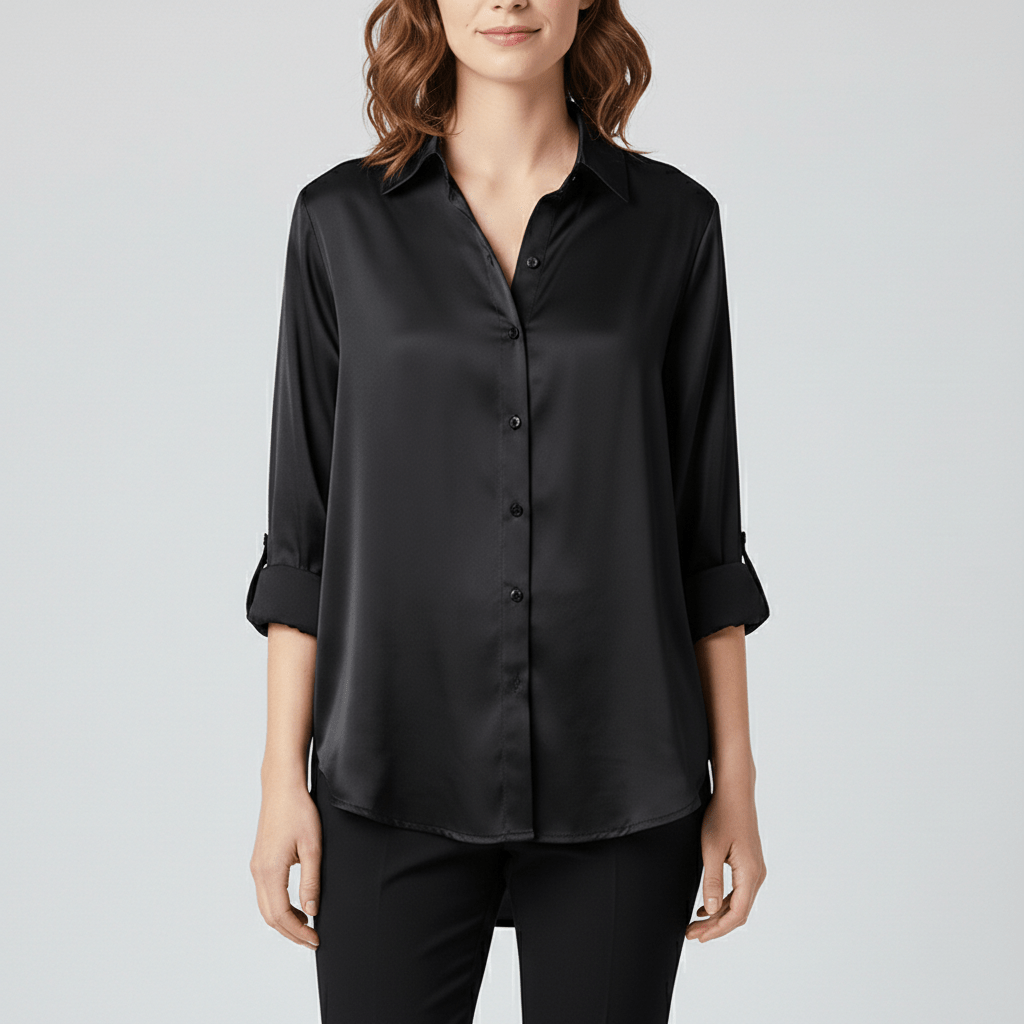 Classic Fit Women's Long Sleeve Button Front Top