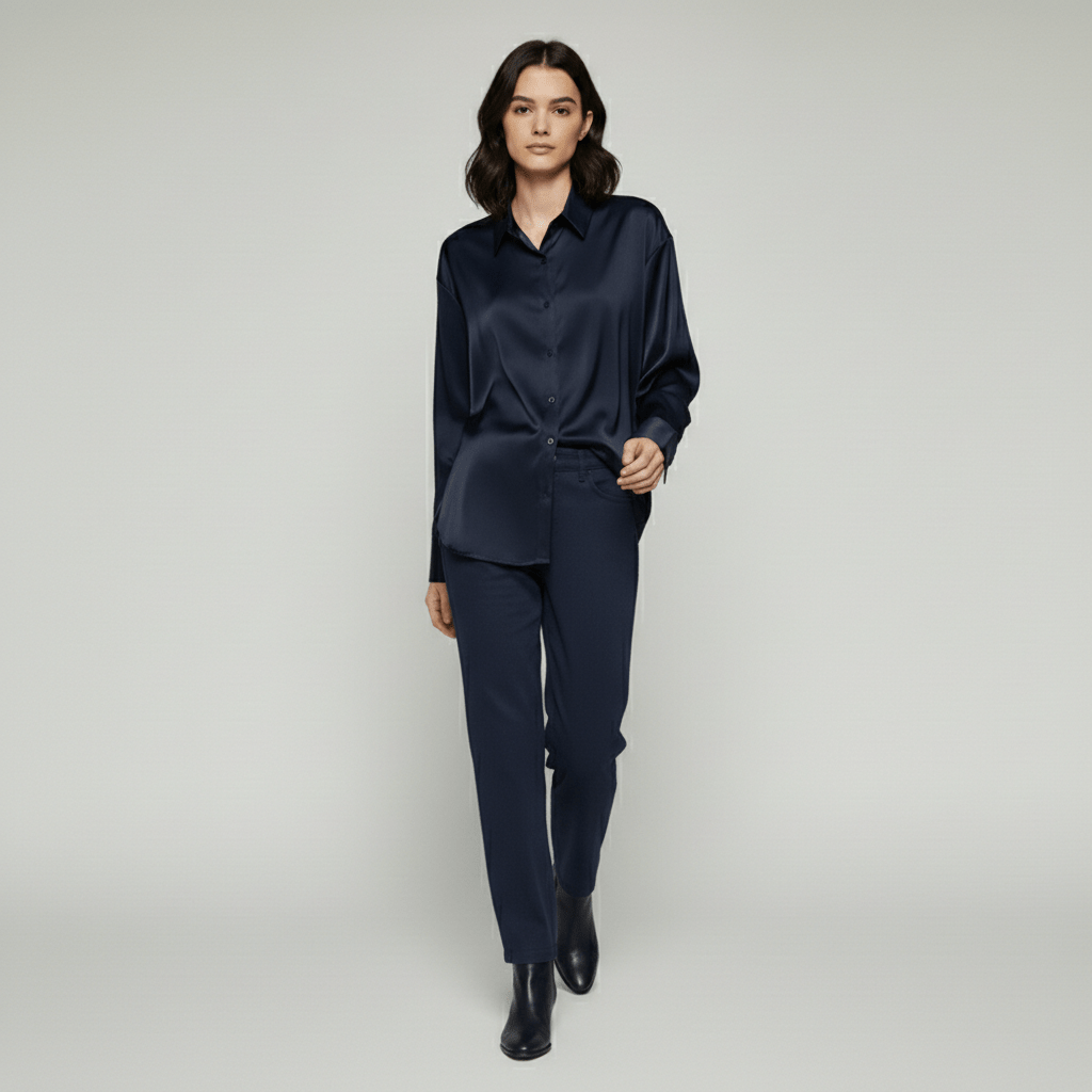 Classic Fit Women's Long Sleeve Button Front Top