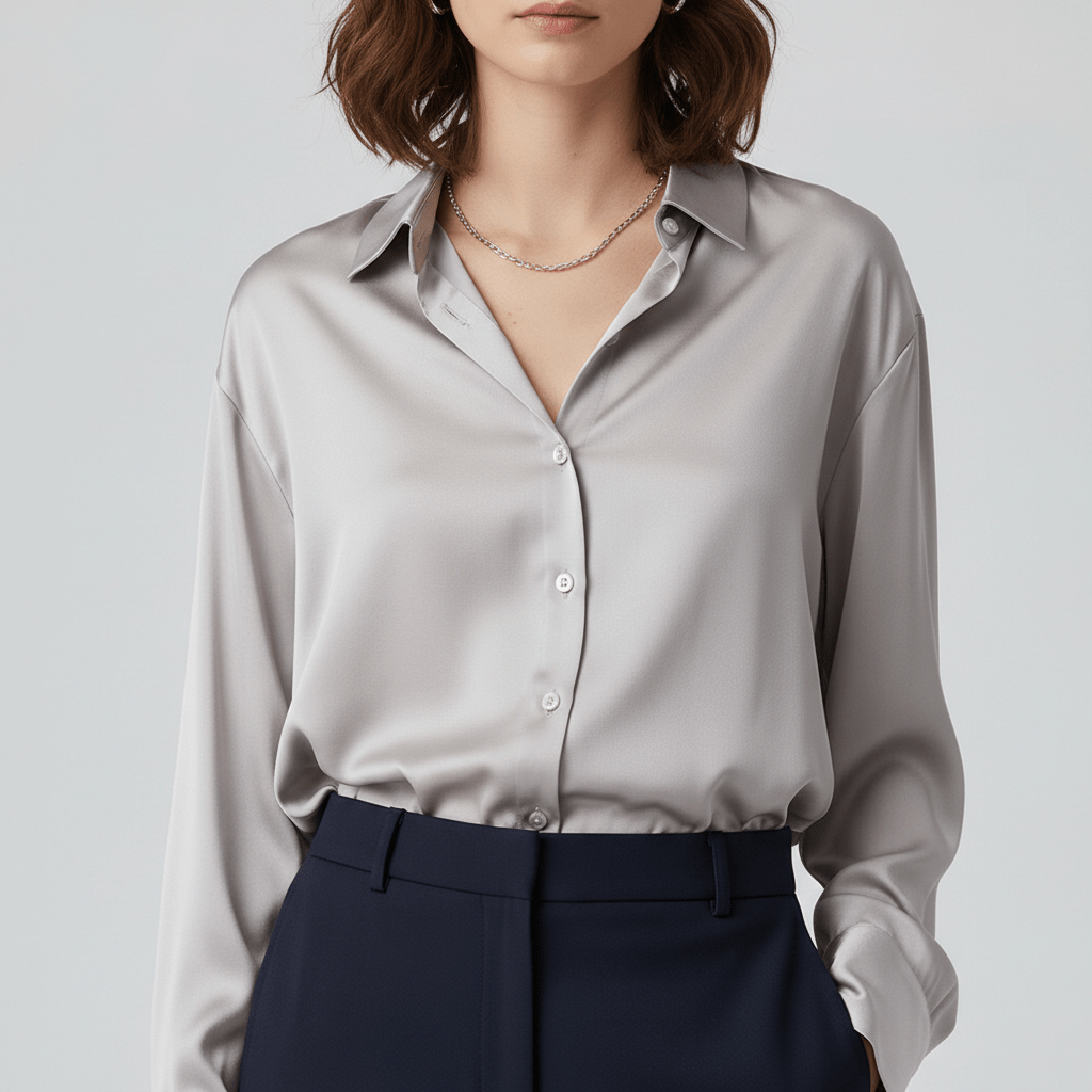 Classic Fit Women's Long Sleeve Button Front Top
