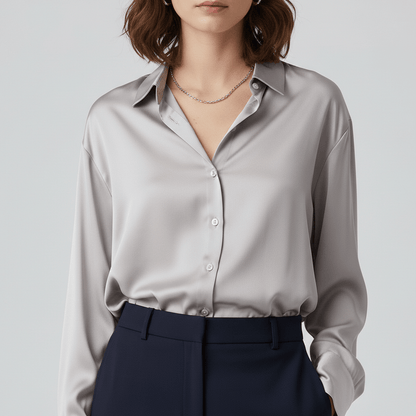 Classic Fit Women's Long Sleeve Button Front Top
