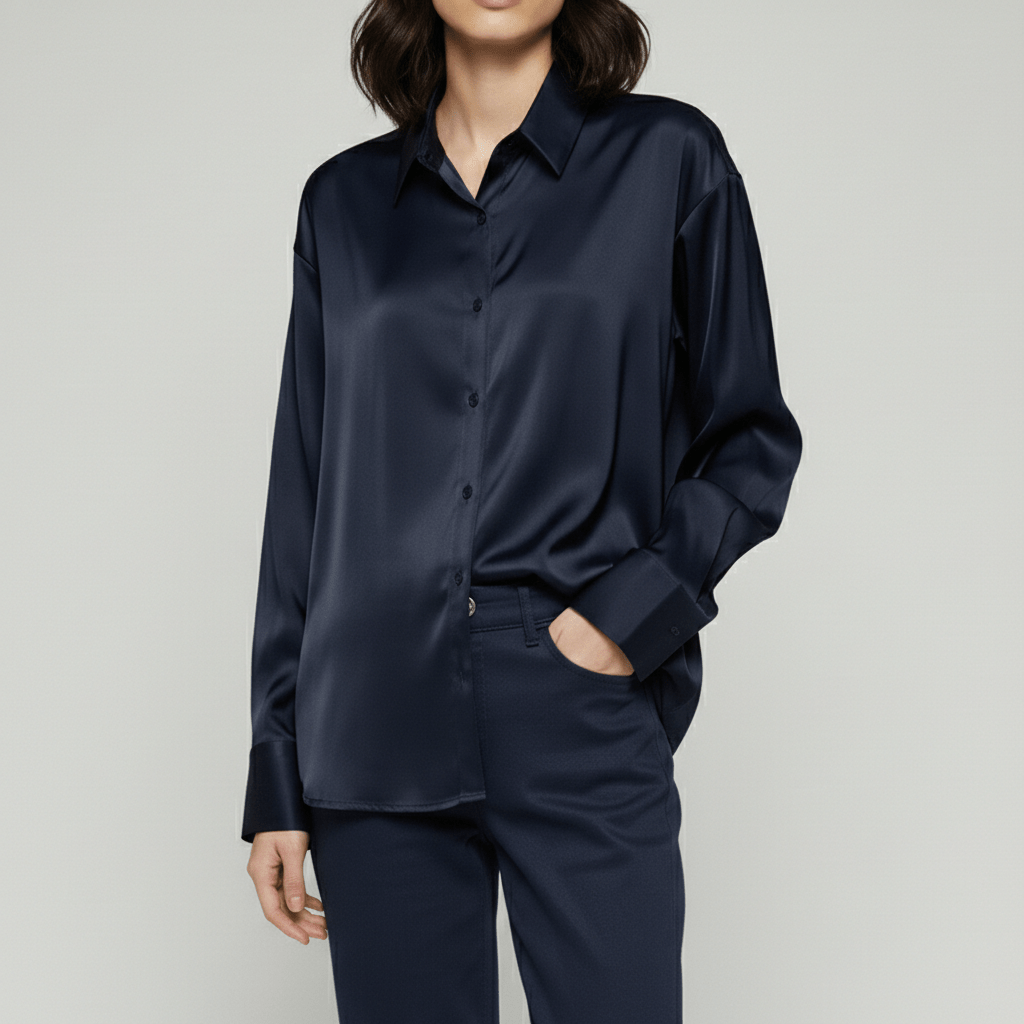 Classic Fit Women's Long Sleeve Button Front Top