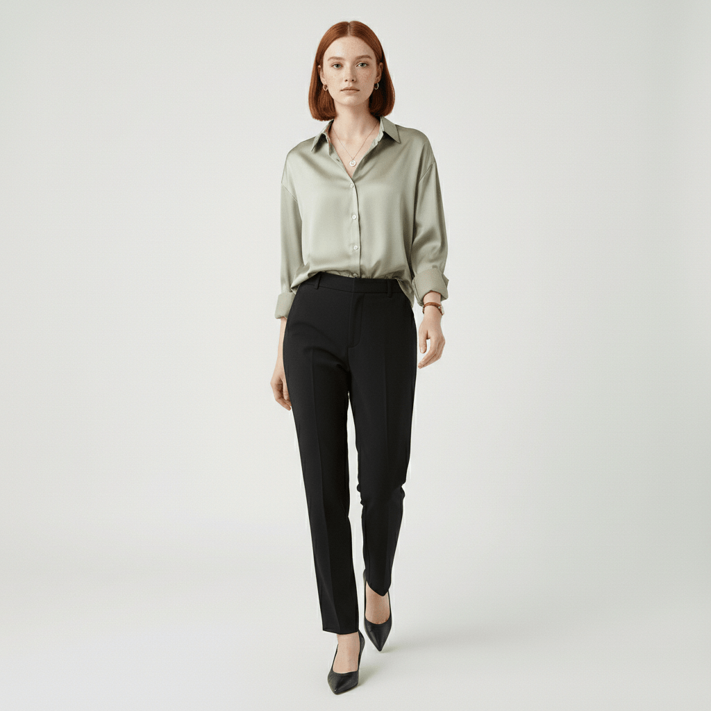 Classic Fit Women's Long Sleeve Button Front Top