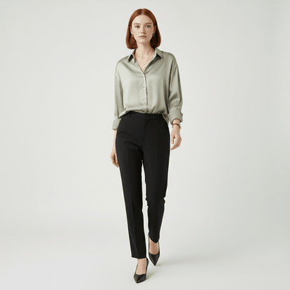 Classic Fit Women's Long Sleeve Button Front Top