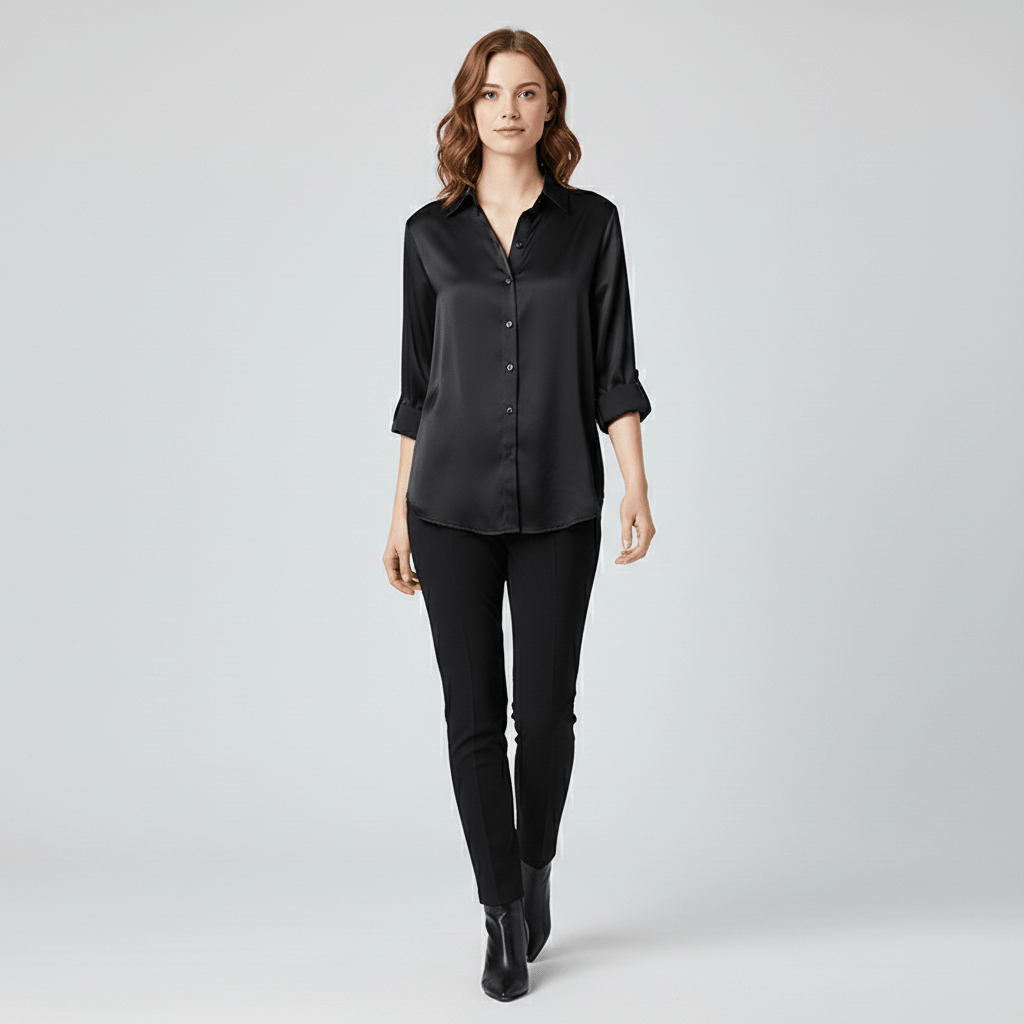Classic Fit Women's Long Sleeve Button Front Top