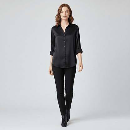 Classic Fit Women's Long Sleeve Button Front Top