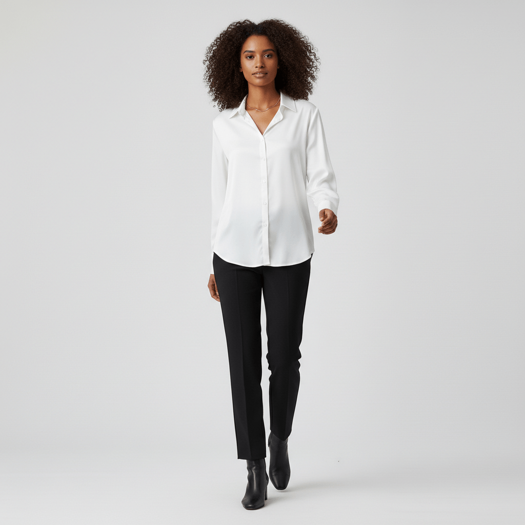 Classic Fit Women's Long Sleeve Button Front Top