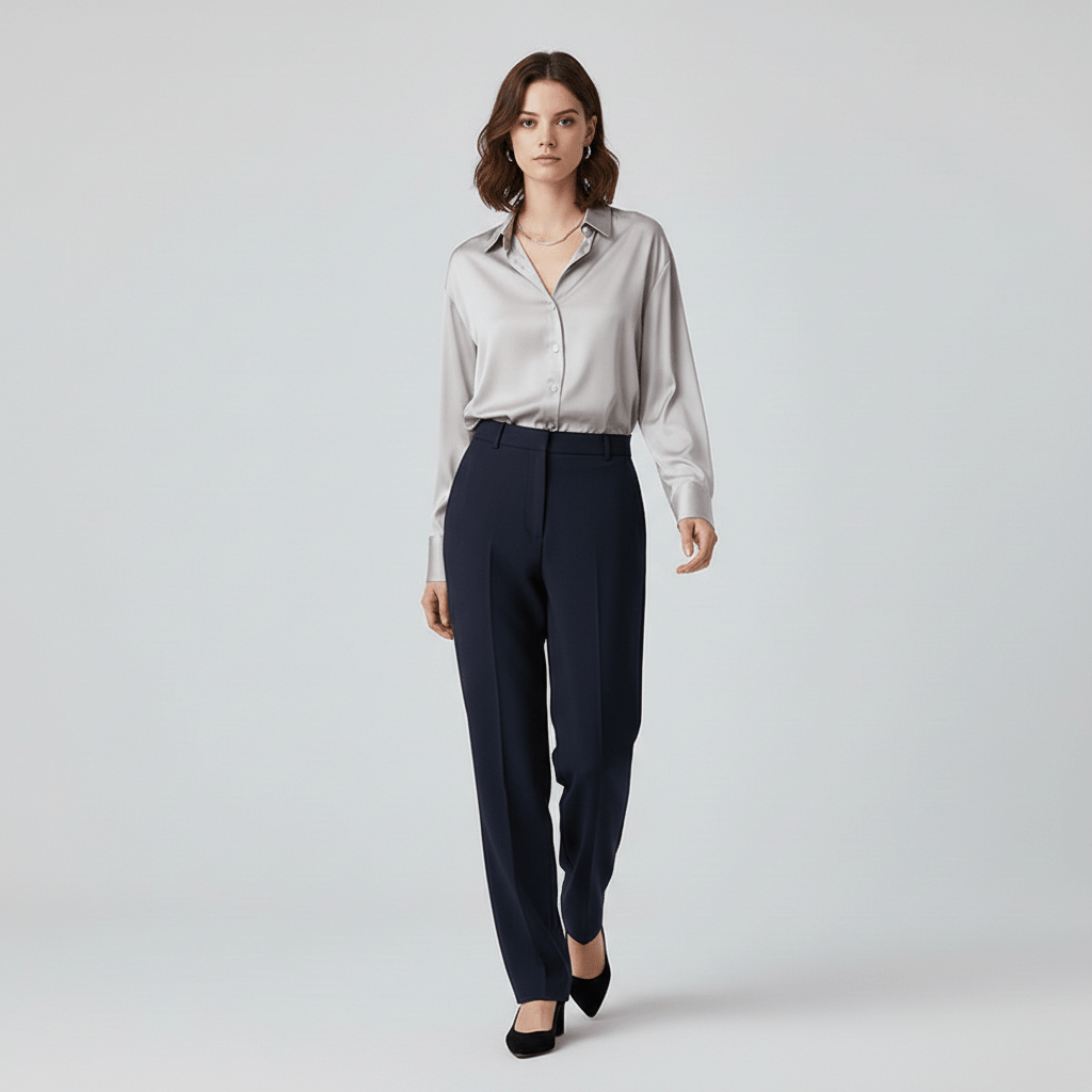 Classic Fit Women's Long Sleeve Button Front Top
