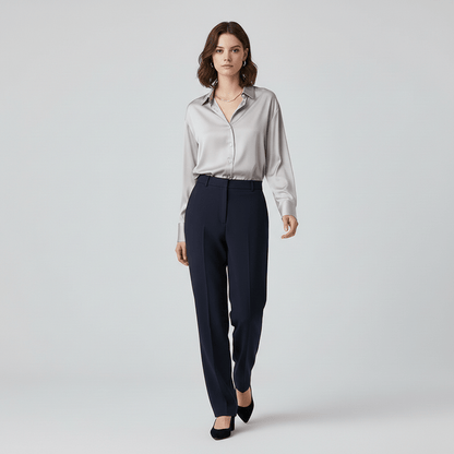 Classic Fit Women's Long Sleeve Button Front Top