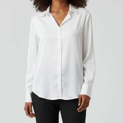Classic Fit Women's Long Sleeve Button Front Top