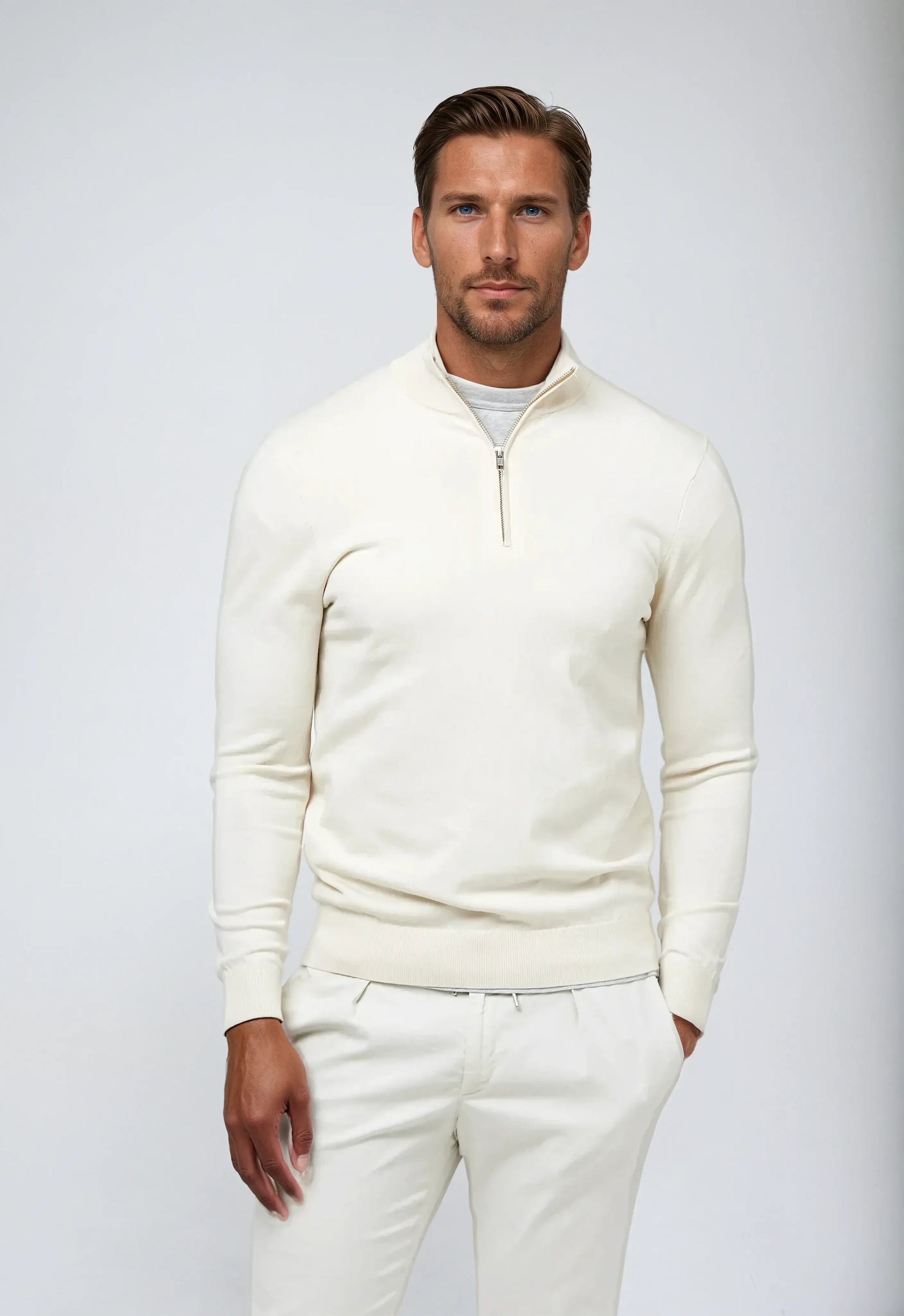 Timeless Crew Neck White Sweatshirt - OutfitLondon